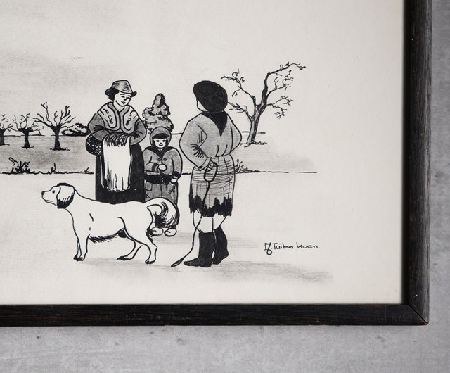オランダのツイレン公園の田園風景サインペンと水墨画/古いもの