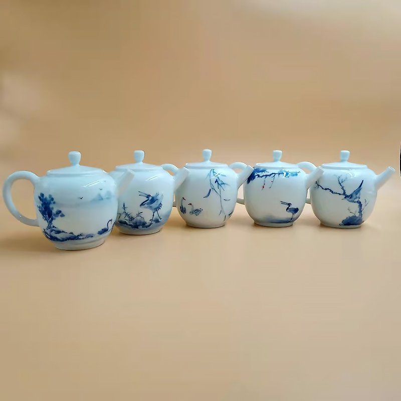Picking up gold blue and white high wind pot - Teapots & Teacups - Porcelain 