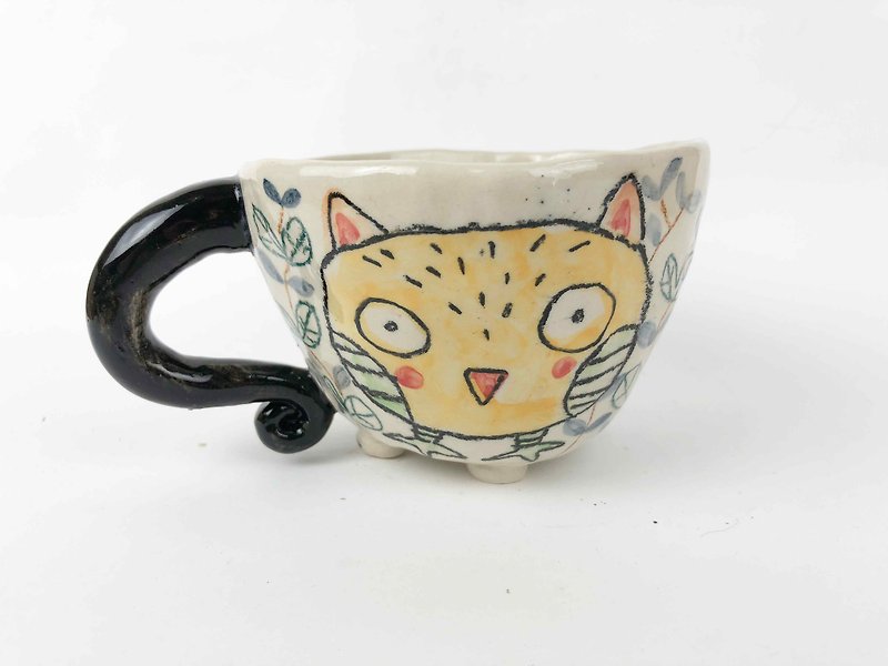 Nice Little Clay Big Four Cup Cup Painted Cup Owl 0115-08 - Mugs - Pottery Multicolor