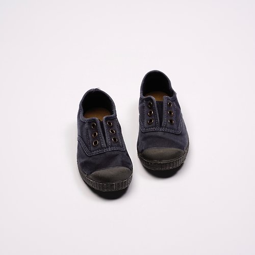 CIENTA 西班牙帆布鞋 西班牙國民帆布鞋 CIENTA U70777 77 暗藍色 黑底 洗舊布料 童鞋