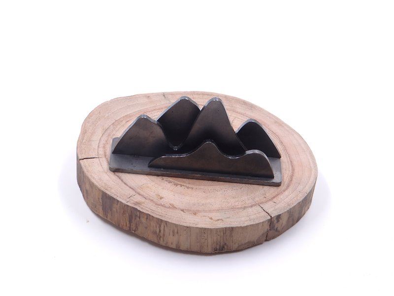 Small iron art business card holder mountain shape - Card Stands - Other Metals Gray