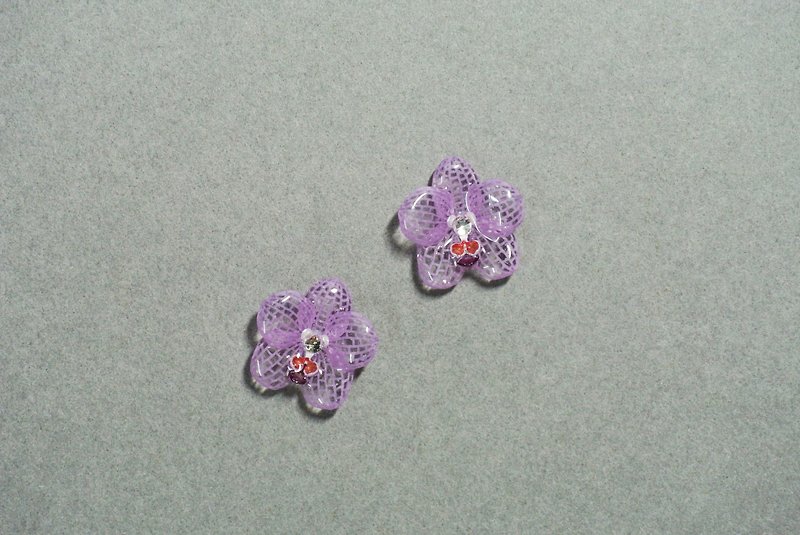 萬代蘭  耳環 - 耳環/耳夾 - 紙 紫色