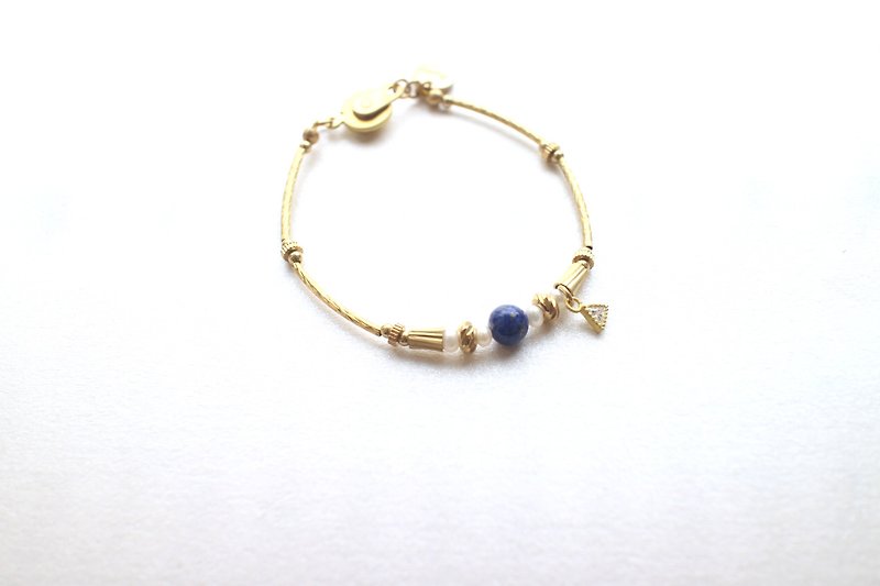 Sunny-zircon pearl bracelet - สร้อยข้อมือ - ทองแดงทองเหลือง หลากหลายสี