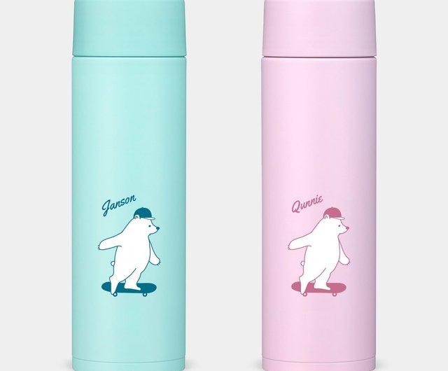 Customized text skateboard bear Zojirushi Stainless Steel thermos green cup  coffee cup PS050 - Shop PIXO.STYLE Vacuum Flasks - Pinkoi