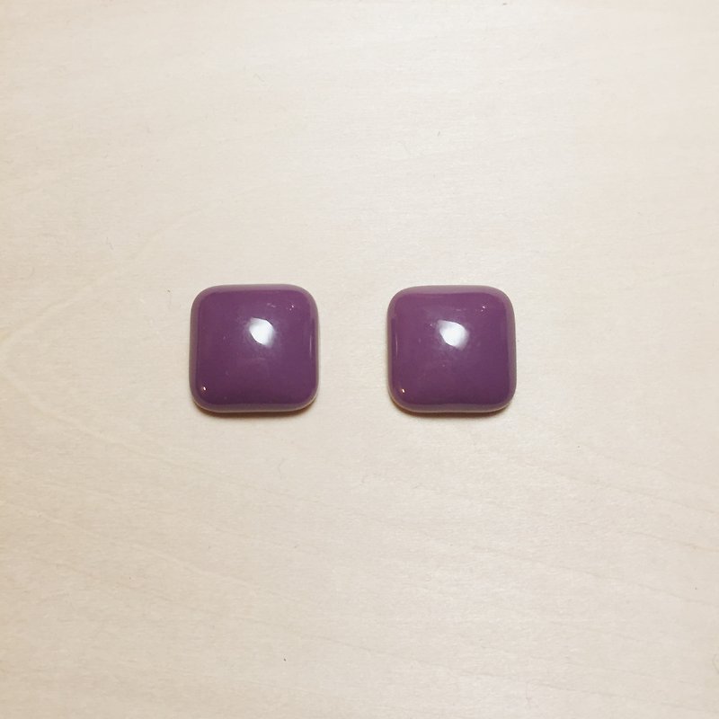 Vintage deep purple square diamond earrings - Earrings & Clip-ons - Resin Purple