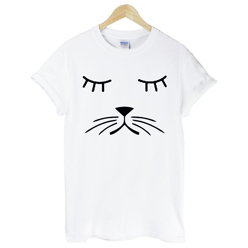 Whiskers Cat短袖T恤-2色 鬍鬚 貓 狗 犬 動物 文青 藝術 設計 時髦 文字 時尚 - T 恤 - 棉．麻 多色
