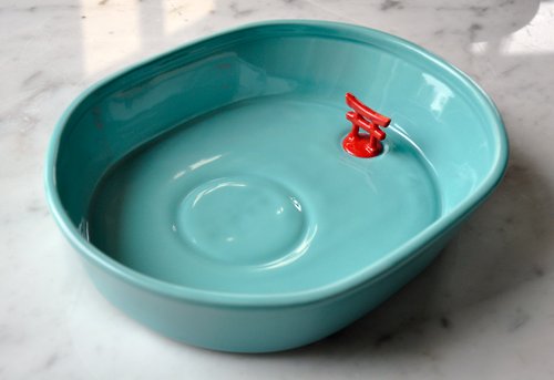 Nuke毛核子 陶瓷富士山防蟻碗配件 藍色水盤