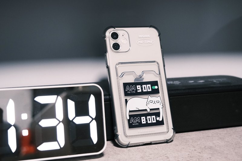 厭世貓ME TIME 插卡款 iPhone Case - 手機殼/手機套 - 塑膠 黑色