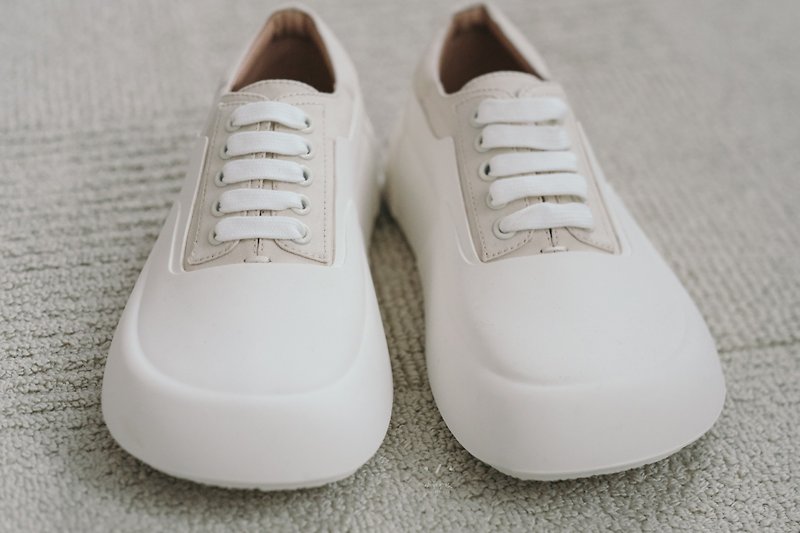 時尚帆布胖胖防水鞋 - 2色 - 雨白 - 雨靴/防水鞋 - 防水材質 白色