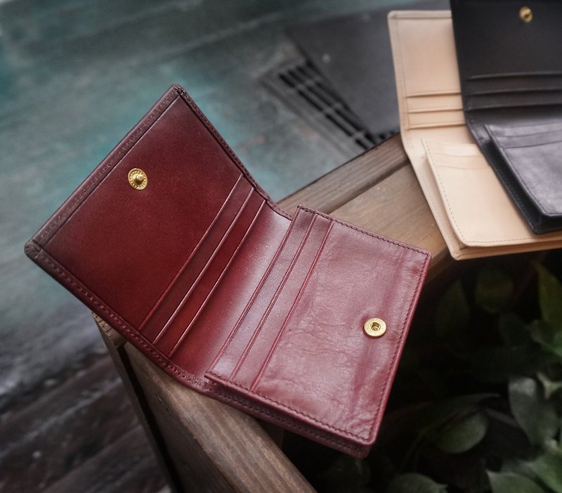 Sienna Business Leather Classic Business Card Simple Wallet (Dark Red) - Card Holders & Cases - Genuine Leather Red