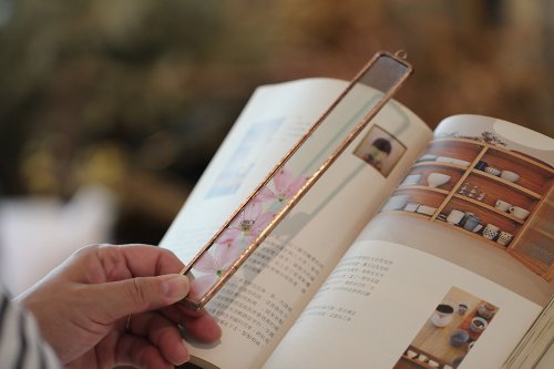 iLife 手感設計 植物圖鑑∣小花飛燕草∣玻璃鑲崁∣花草標本書籤