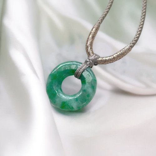 瓔珞珠寶盒 E.L.Jewelry Box 飄陽綠翡翠平安扣編織項鍊 | 天然緬甸玉翡翠A貨 | 送禮