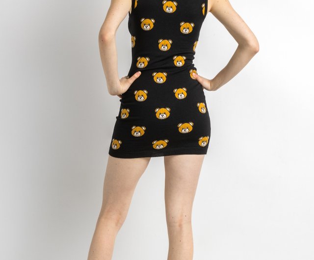 【MOSCHINO】テディベア ニット ミニドレス Moschino モスキーノ テディベア ニットドレス | ブラック