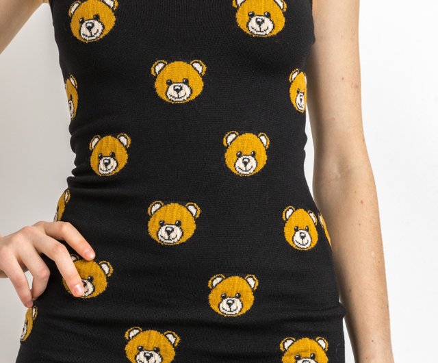 【MOSCHINO】テディベア ニット ミニドレス Moschino モスキーノ テディベア ニットドレス | ブラック