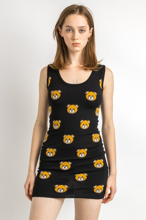 【MOSCHINO】テディベア ニット ミニドレス Moschino モスキーノ テディベア ニットドレス | ブラック
