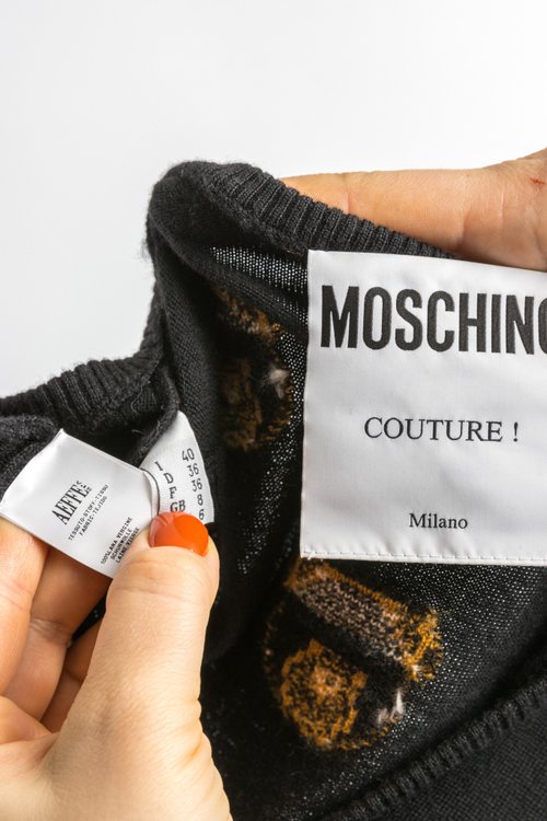 【MOSCHINO】テディベア ニット ミニドレス Moschino モスキーノ テディベア ニットドレス | ブラック