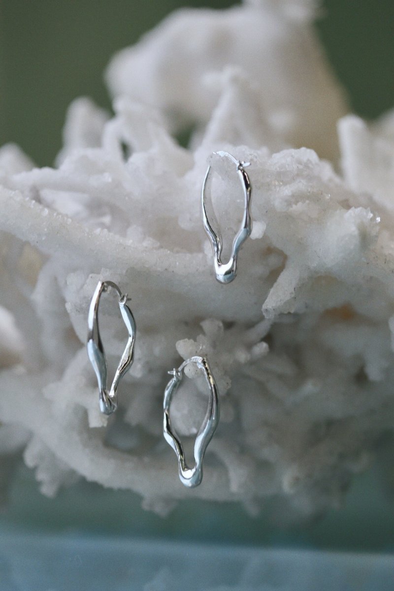 Drop earring 滴水耳環 - 耳環/耳夾/耳骨夾 - 純銀 銀色