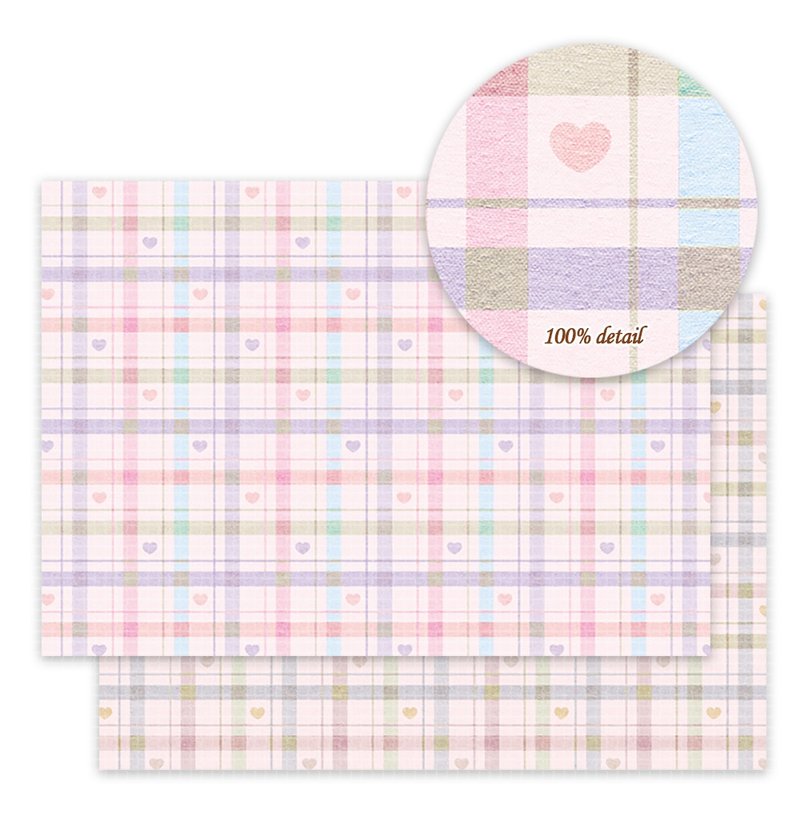 Check heart pink Wrapping Paper / Scrapbook Paper / 25sheet A4 size - 其他 - 紙 