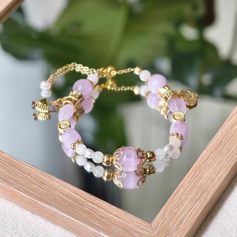 Kunzite crystal design bracelet - Bracelets - Crystal Purple