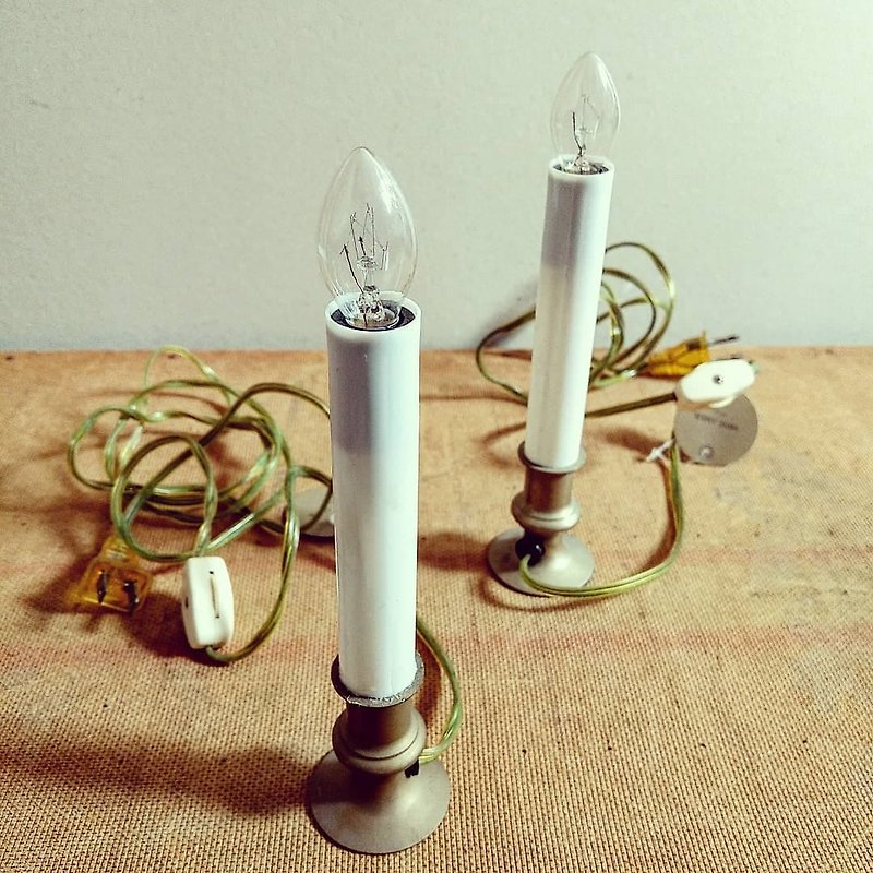キャンドルオールドアメリカンスタイルゴールド真鍮燭台ランプ/デスク/テーブルライト（プラグ） - 照明・ランプ - 金属 ホワイト