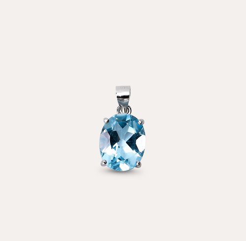 安的珠寶 AND Jewel AND 托帕石 藍色 橢圓 8*10mm 墜子 經典系列 Oval P 天然寶石