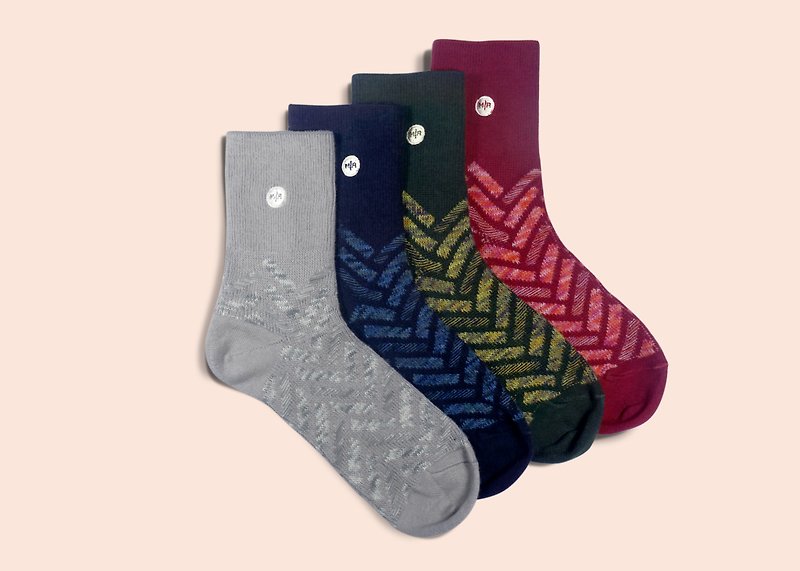 Sunday 7-point series gift box socks men's socks women's socks color socks geometric pattern design socks - Socks - Cotton & Hemp Multicolor
