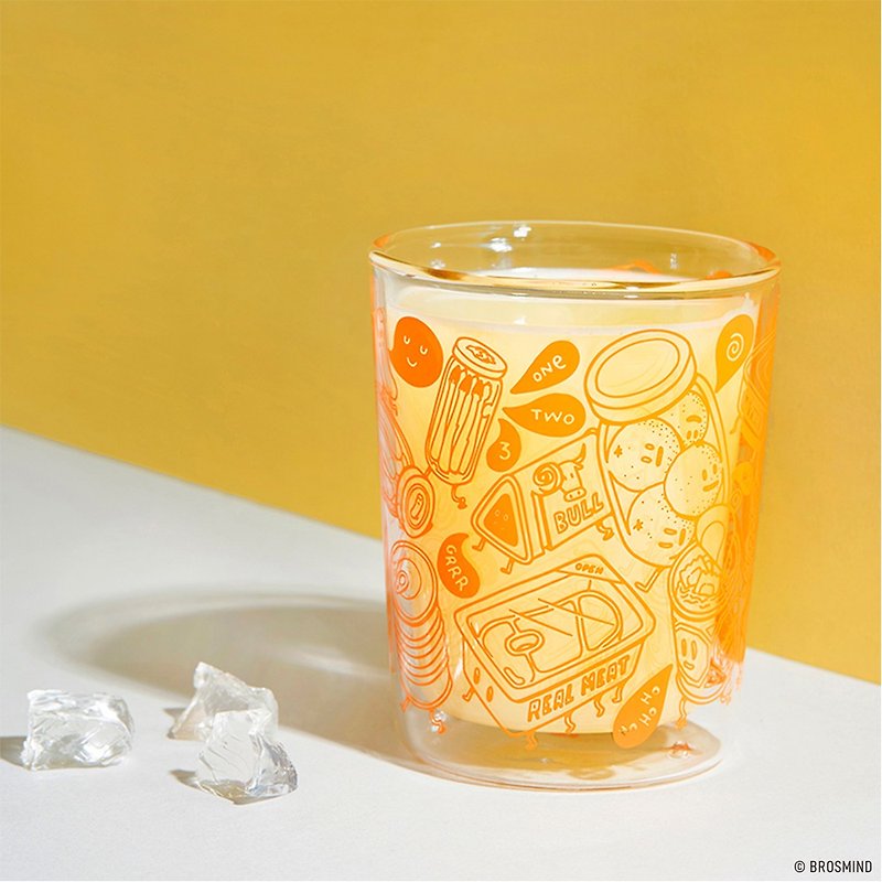 Canned 橘 l 插畫雙層玻璃杯