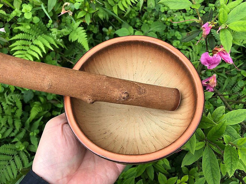 Lei Cha experience set/free shipping [Experience making Lei Cha at home] feel Lei Cha bowl, guava tree stick - Cuisine - Other Materials Khaki