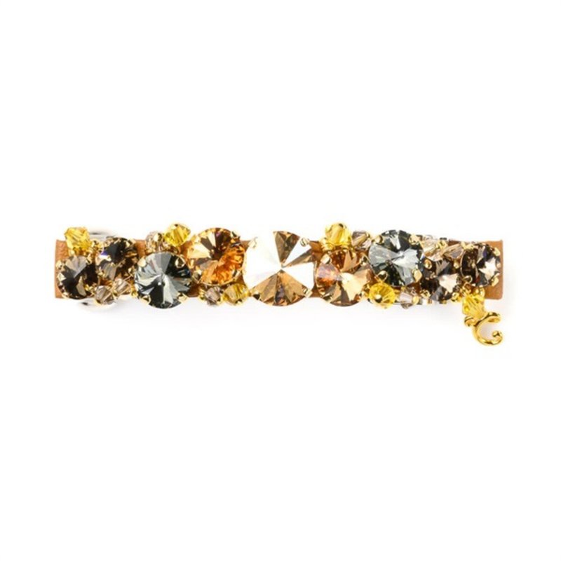 COMPLEX BIZ Spring Clip Series_Antique Light Brown Crystal - Hair Accessories - Crystal Brown