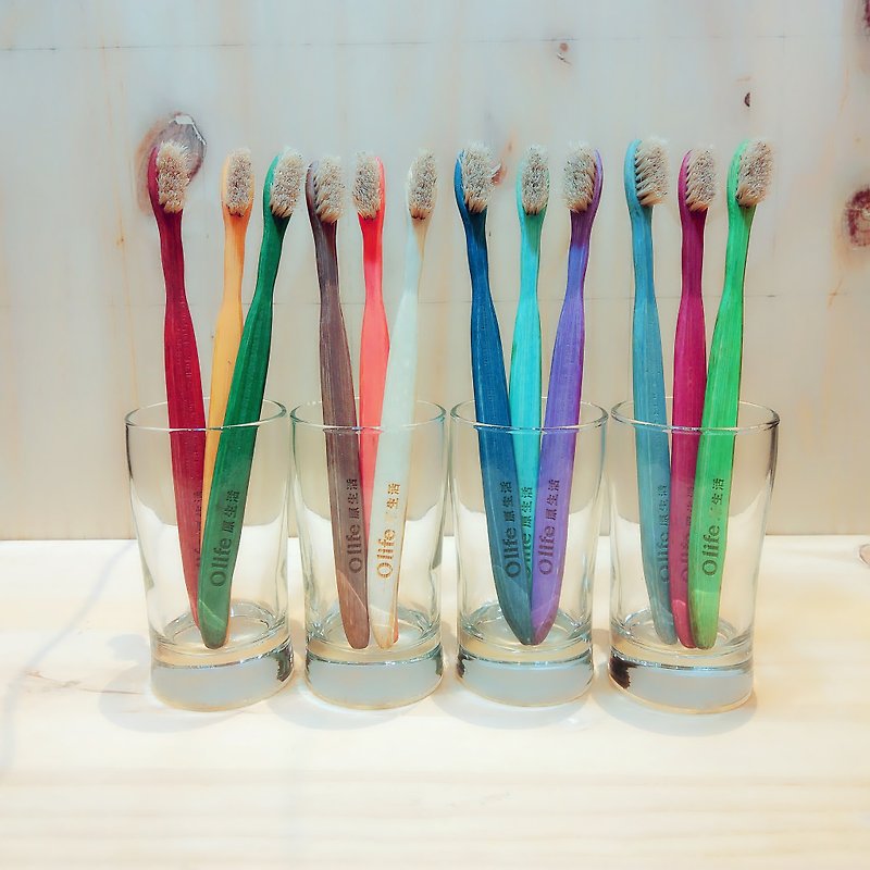 前世自然手作りの竹の歯ブラシOlife [タフな馬の毛フルカラーシリーズ12がインストール] - その他 - 竹製 多色
