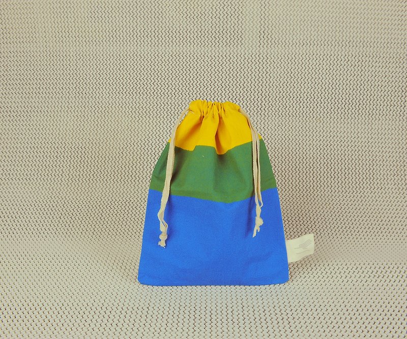 Gold hoop handprint beam bag / #8晨曦 - กระเป๋าเครื่องสำอาง - ผ้าฝ้าย/ผ้าลินิน สีน้ำเงิน