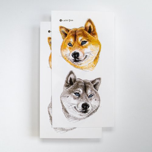 ╰ LAZY DUO TATTOO ╮ 柴犬紋身貼紙水印日本犬狗仔秋田犬豆柴寵物頭像手繪插畫真實刺青