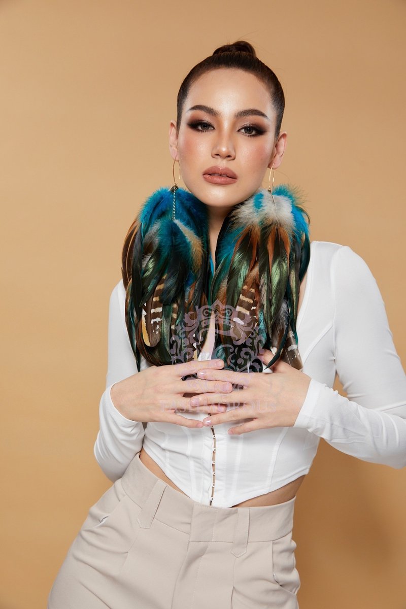 Long Feather Earrings for Women Blue Boho Earrings Fashmorous - ต่างหู - ทองแดงทองเหลือง สีน้ำเงิน