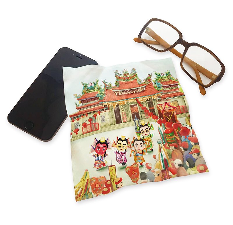 【Bu Yang】Printed Universal Cloth Temple Fair Three Prince Microfiber=Mobile Phone=Tablet=Laptop=Original - Eyeglass Cases & Cleaning Cloths - Polyester Orange
