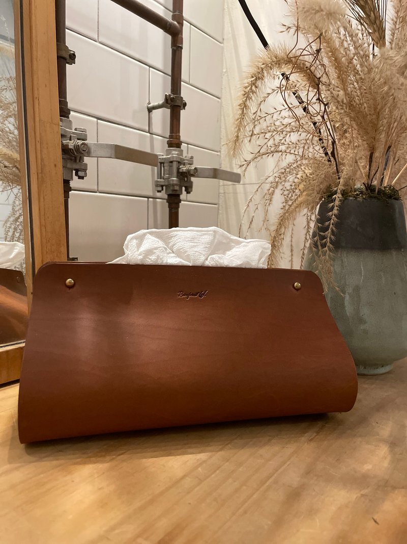 【手作革物】手作極簡面紙盒(咖) - 面紙盒 - 真皮 咖啡色