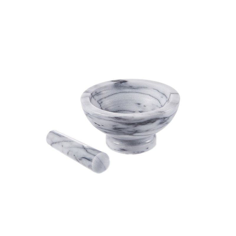 Marble pestle and mortar masher [A type 20x10cm] grinder/natural ore/one-piece molding/MIT - Cookware - Stone White