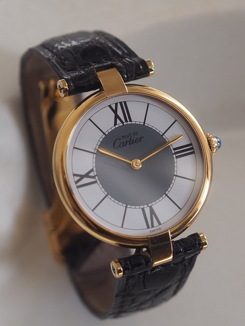 Cartier カルティエ マストヴァンドーム LM センターグレイ ユニセックス メンズ ヴィンテージ - 男錶/中性錶 - 純銀 金色