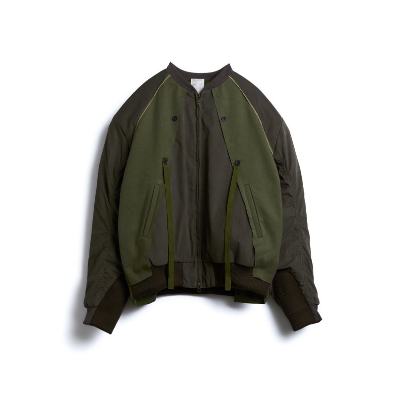 Bomber Jacket - 男夾克/外套 - 棉．麻 卡其色