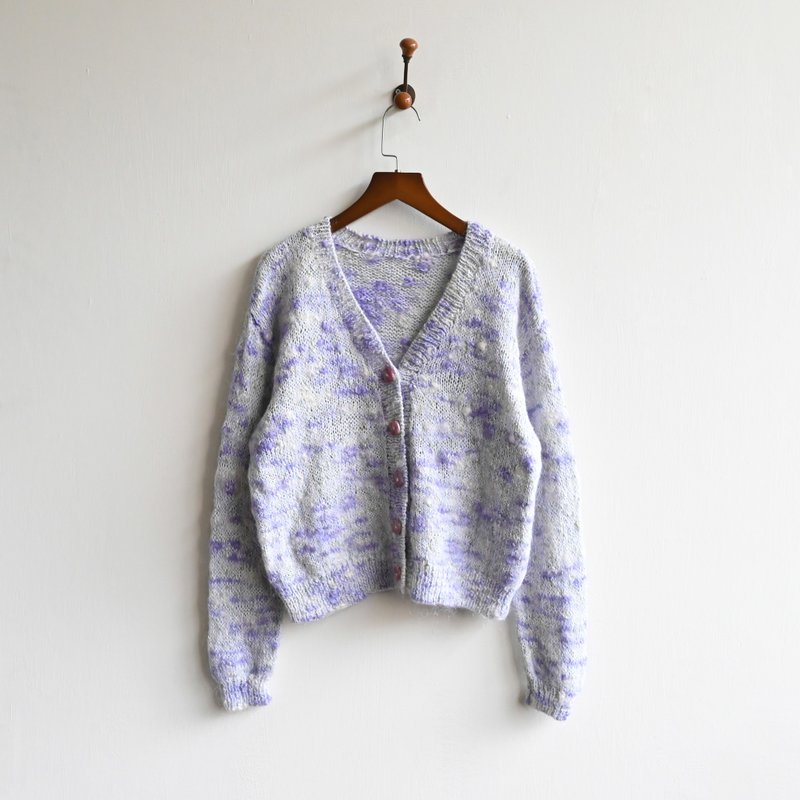 【蛋植物古著】羅蘭織花混紡開襟古著毛衣 - 女毛衣/針織衫 - 其他人造纖維 