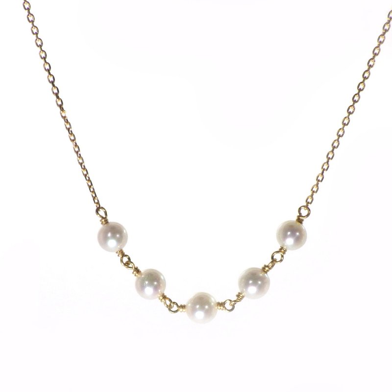 Akoya pearl necklace Baby pearl  3.5-4.0mm 18KYG - สร้อยคอ - ไข่มุก 