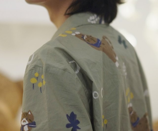 Mewjiオリジナルデザイン手描きかわいいjk猫日本の綿ルースプリントシャツ夏シャツ ショップ Mewji シャツ ブラウス Pinkoi