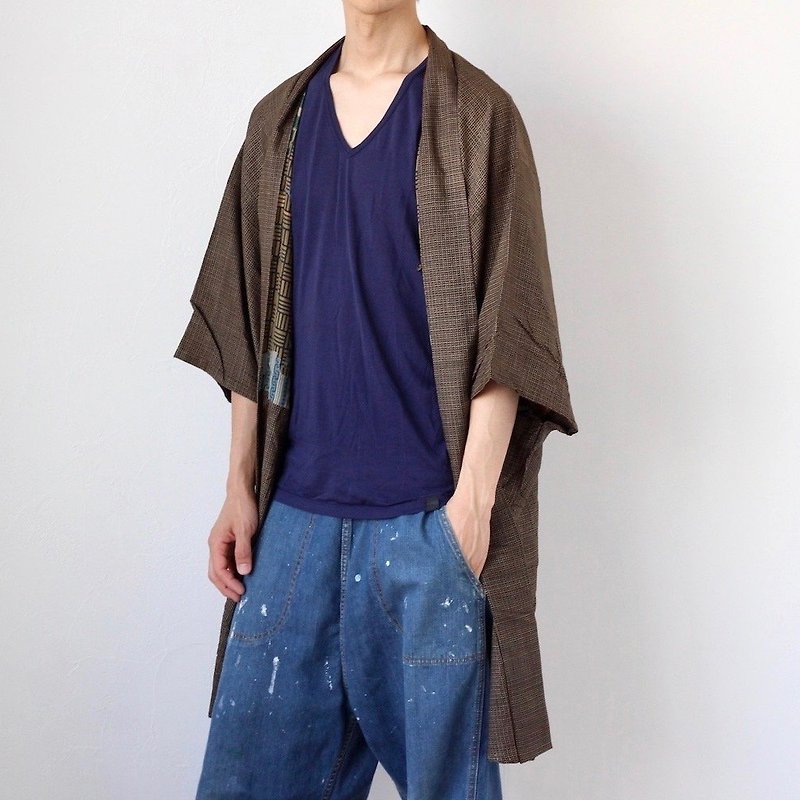 silk mens haori, vintage mens jacket, Japanese kimono jacket, kimono men /3760 - Women's Casual & Functional Jackets - Silk Brown