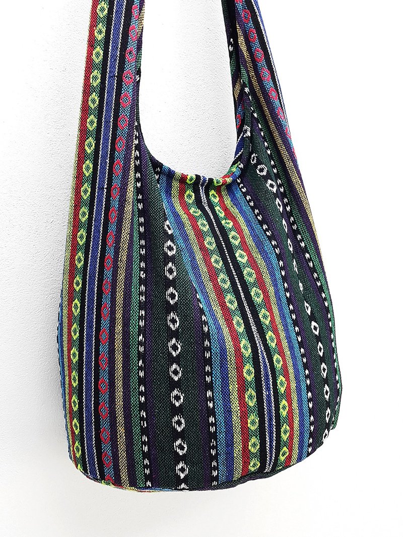 Woven Cotton Bag Boho bag Shoulder bag Crossbody bag Long Strap multi color CWB - 其他 - 棉．麻 藍色