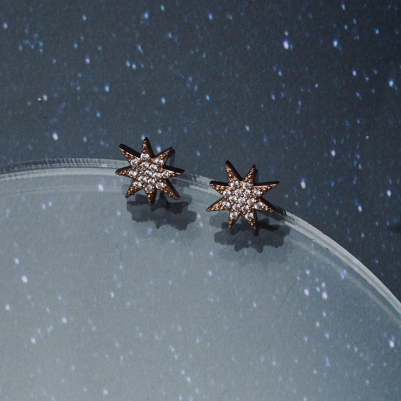 Galaxy starry sky diamond earrings (two colors in total) - ต่างหู - ทองแดงทองเหลือง 