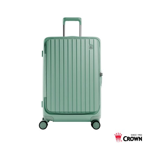 CROWN 皇冠行李箱 【CROWN】26吋 BOXY 前開框架拉桿箱 託運箱 大地綠