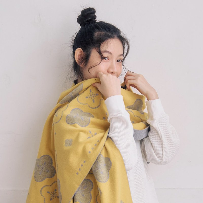 Jacquard Scarf/Glass Begonia No. 16/Sunshine Yellow - Knit Scarves & Wraps - Polyester Yellow