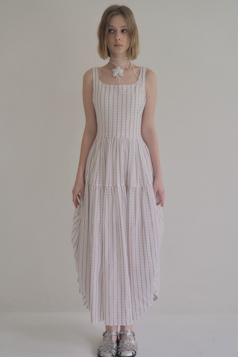 dot-print sleeveless dress 無袖水玉粉洋裝 - 洋裝/連身裙 - 棉．麻 多色