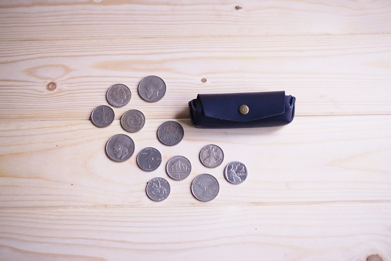 Coins Submarine 零錢艇 意大利植鞣革 真皮零錢包 深藍色 - 散紙包 - 真皮 藍色