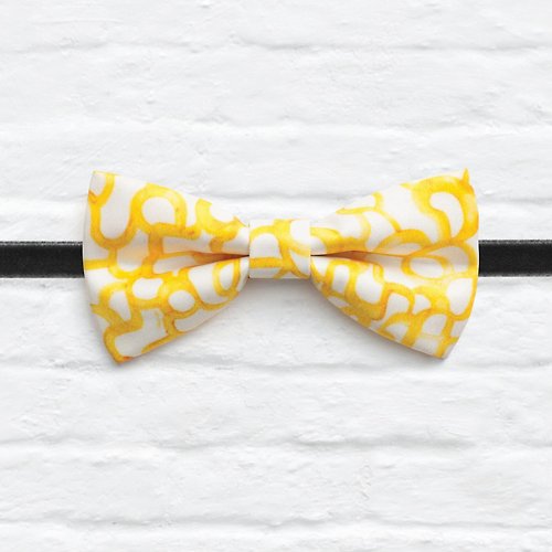 Novioshk Style 0169 腦中的幻想 印花緞面領結 黃色 限量手工領結