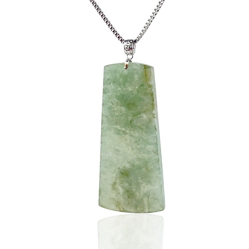 [May Nothing Happen] Ice Green Jadeite Nothing Happens Necklace 18K Gold Pendant | Natural Burmese Jade A-grade - Necklaces - Jade Green